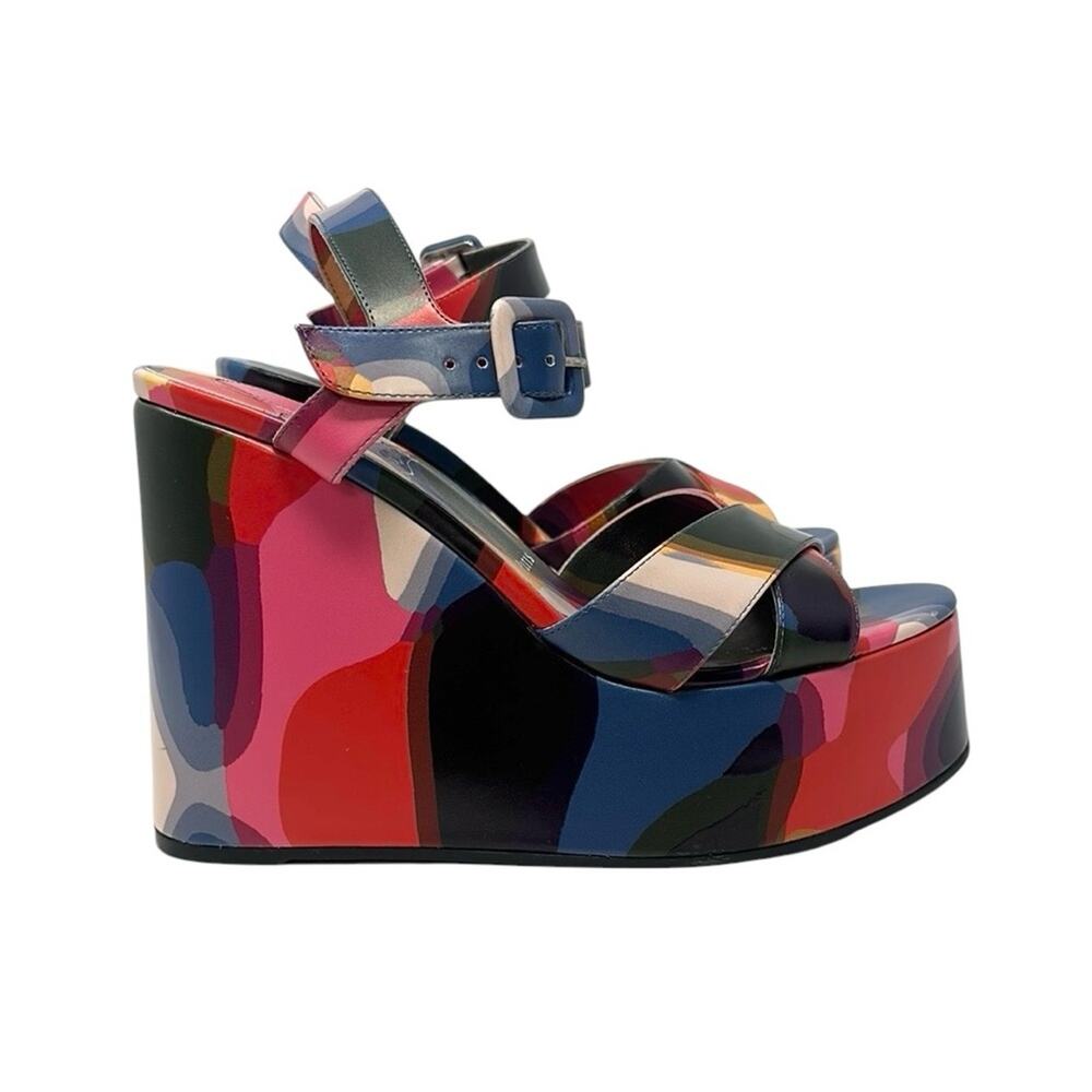 Christian Louboutin Supramariza Leather Platform Wedge Sandal 130mm Size 38